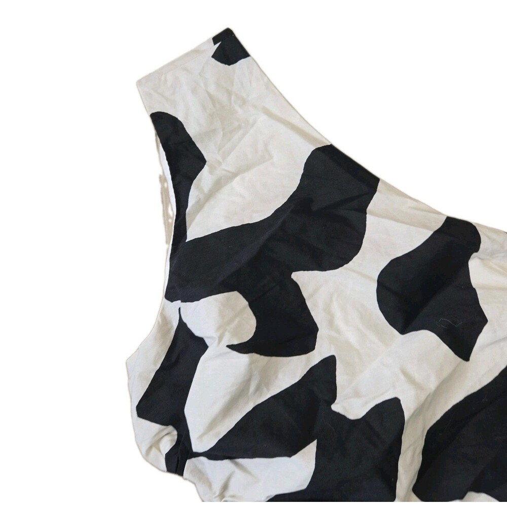 Abercrombie Fitch One Shoulder Cutout Maxi Dress Pockets NWOT M Black White - Picture 4 of 16